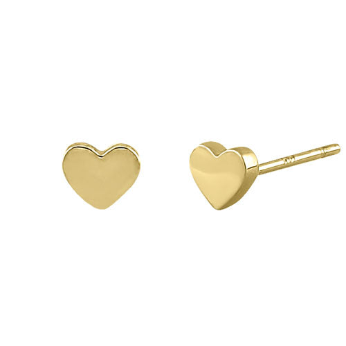 Solid 14K Yellow Gold Tiny Heart Earrings