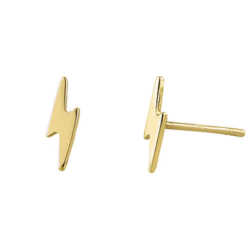 Solid 14K Yellow Gold Bolt Earrings