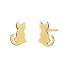 Solid 14K Yellow Gold Kitten Façade Earrings