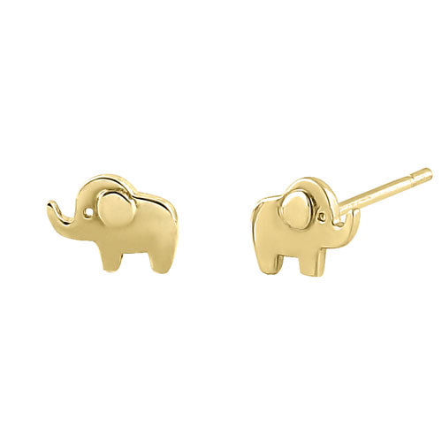 Solid 14K Yellow Gold Elephant Earrings