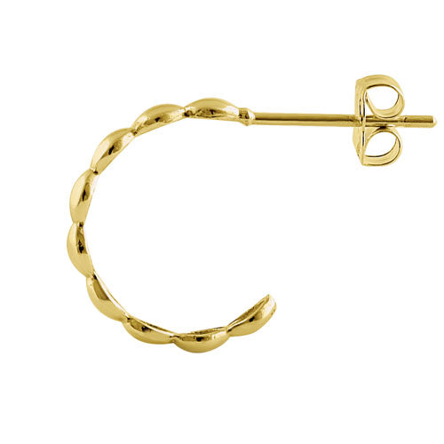 Solid 14K Yellow Gold Wavy Hoop Earrings