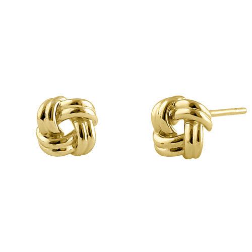Solid 14K Yellow Gold Double Love Knot Earrings