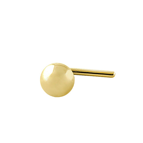 Solid 14K Yellow Gold Plain Round Nose Stud