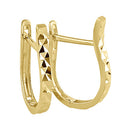 Solid 14K Yellow Gold Faceted Hoop Earrings
