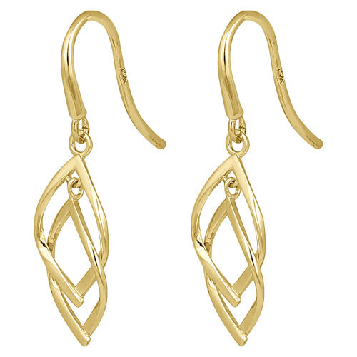 Solid 14K Yellow Gold Overlapping Hook Earrings