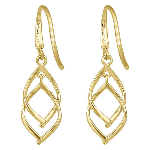 Solid 14K Yellow Gold Overlapping Hook Earrings