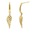 Solid 14K Yellow Gold Dangle Angel Wings Earrrings