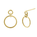 Solid 14K Yellow Gold Dangle Hoop Earrings