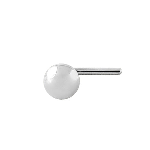 Solid 14K White Gold Plain Round Nose Stud