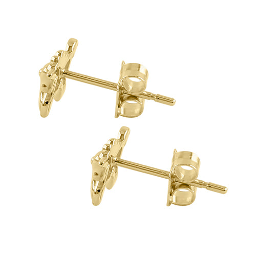 Solid 14k Yellow Gold Small Unicorn Earrings