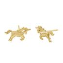 Solid 14k Yellow Gold Small Unicorn Earrings