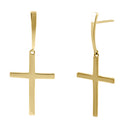 Solid 14k Yellow Gold Dangling Cross Earrings