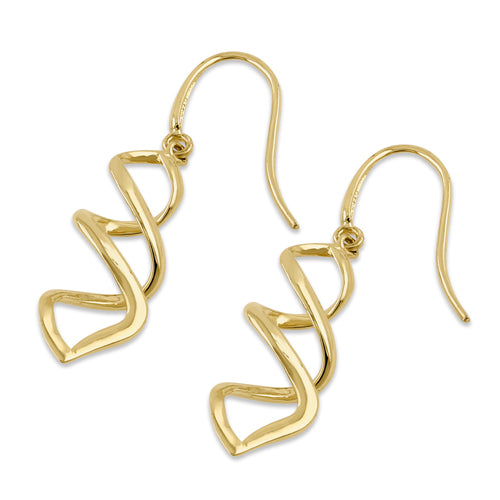 Solid 14k Yellow Gold Dangling Triple Twist Earrings