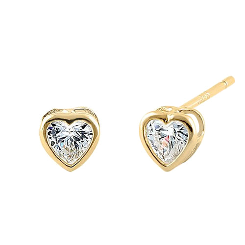 .36 ct Solid 14K Yellow Gold 3MM Heart Cut Clear CZ Earrings