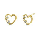 Solid 14K Yellow Gold Heart CZ Earrings