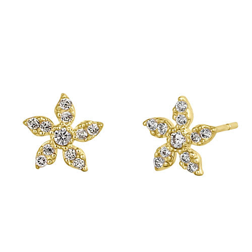 Solid 14K Yellow Gold Jasmine CZ Earrings