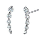 Solid 14K White Gold 5 Clear Round CZ Stud Earrings