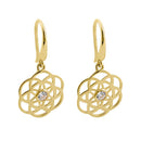 Solid 14K Yellow Gold Round Celtic CZ Hook Earrings