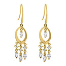 Solid 14K Yellow Gold Chandlier Dangle CZ Hook Earrings