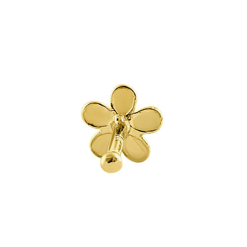 Solid 14K Yellow Gold Flower CZ Nose Stud