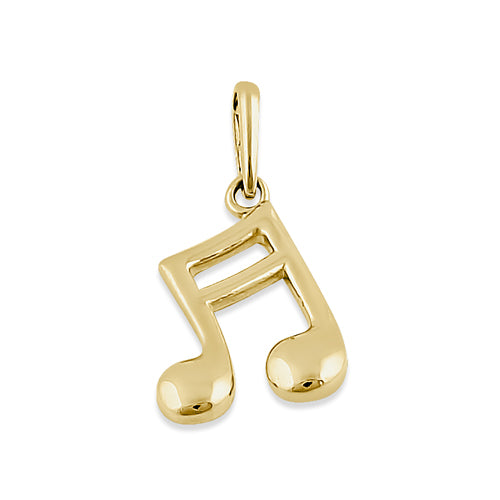 Solid 14K Yellow Gold Music Note Pendant