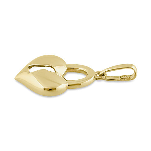 Solid 14K Yellow Gold Heart Lock Pendant