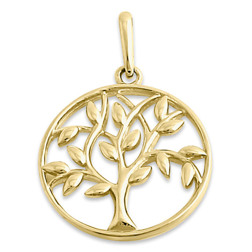 Solid 14K Yellow Gold Tree of LifePendant