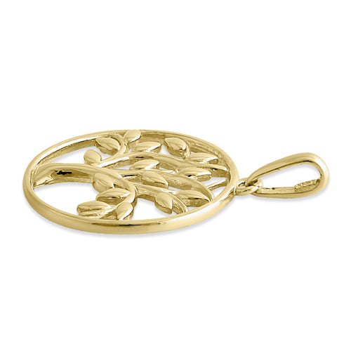 Solid 14K Yellow Gold Tree of LifePendant
