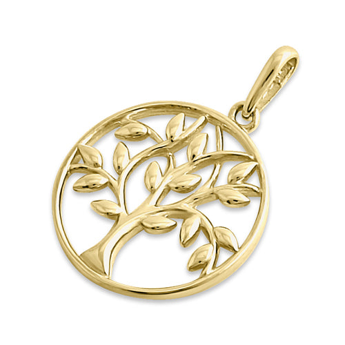 Solid 14K Yellow Gold Tree of LifePendant