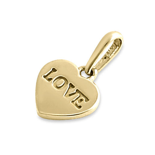 Solid 14K Yellow Gold "Love" Heart Pendant