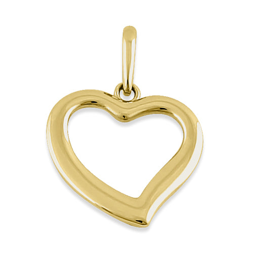 Solid 14K Yellow Gold Simple Heart Pendant