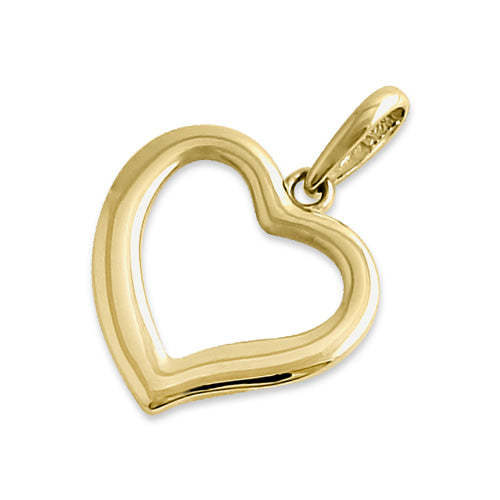 Solid 14K Yellow Gold Simple Heart Pendant