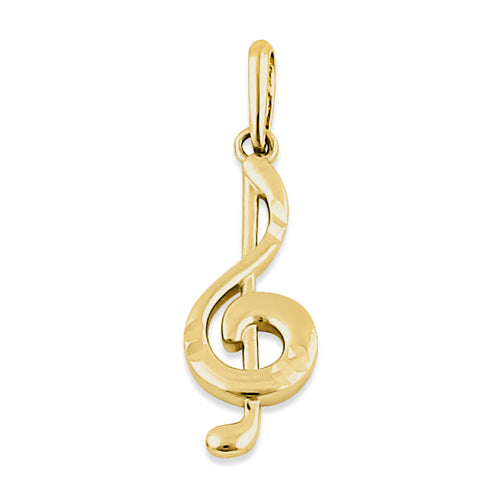 Solid 14K Yellow Gold Music Note Pendant