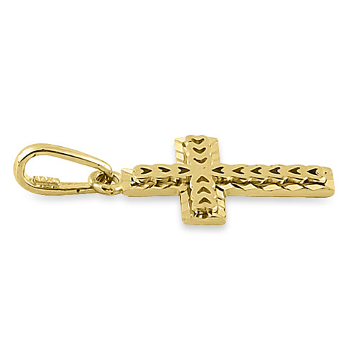 Solid 14K Yellow Gold Small Heart Cross Pendant