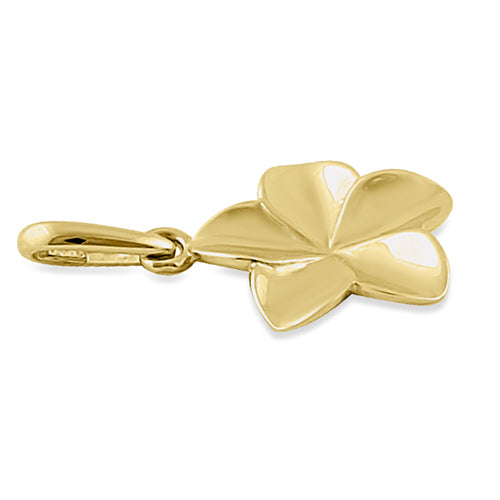 Solid 14K Yellow Gold Plumeria Flower Pendant