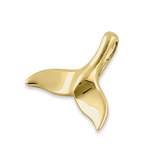 Solid 14K Yellow Gold Dolphin Tale Pendant