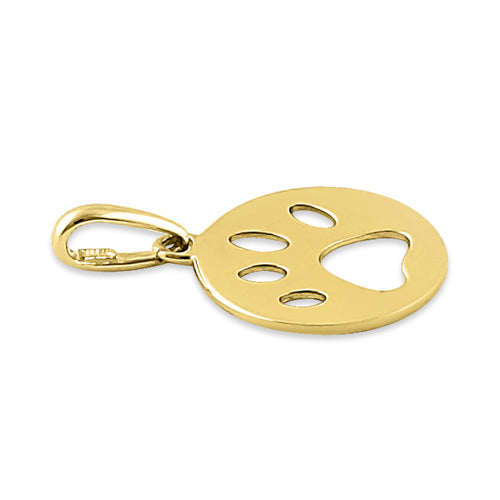 Solid 14K Yellow Gold Dog Paw Pendant