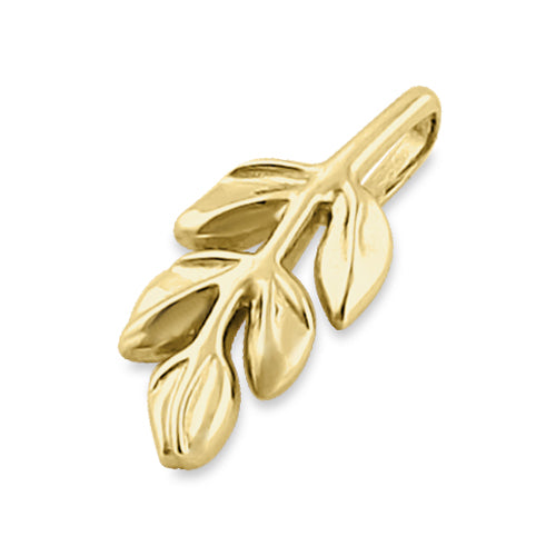 Solid 14K Yellow Gold Branch Pendant