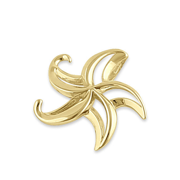 Solid 14K Yellow Gold 3D Starfish Pendant