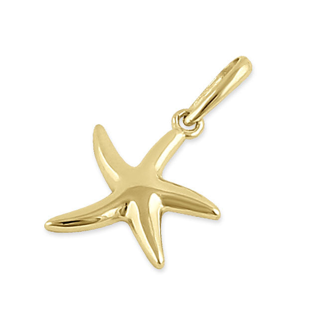 Solid 14K Yellow Gold Starfish Pendant