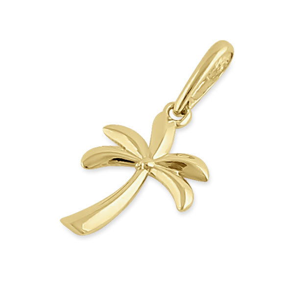 Solid 14K Yellow Gold Palm Tree Pendant