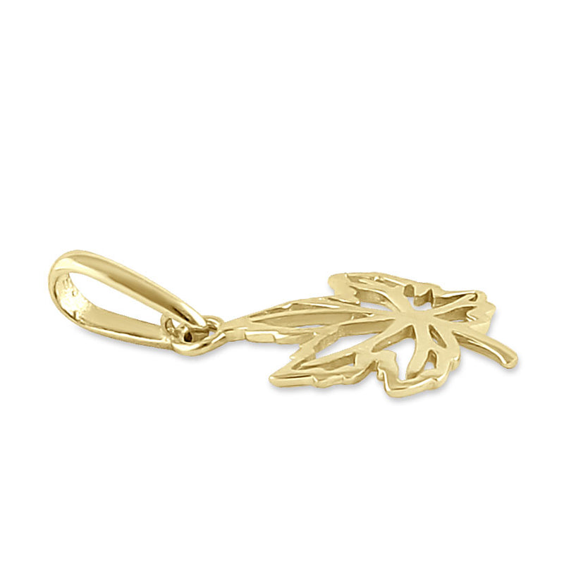 Solid 14K Yellow Gold Maple Leaf Pendant