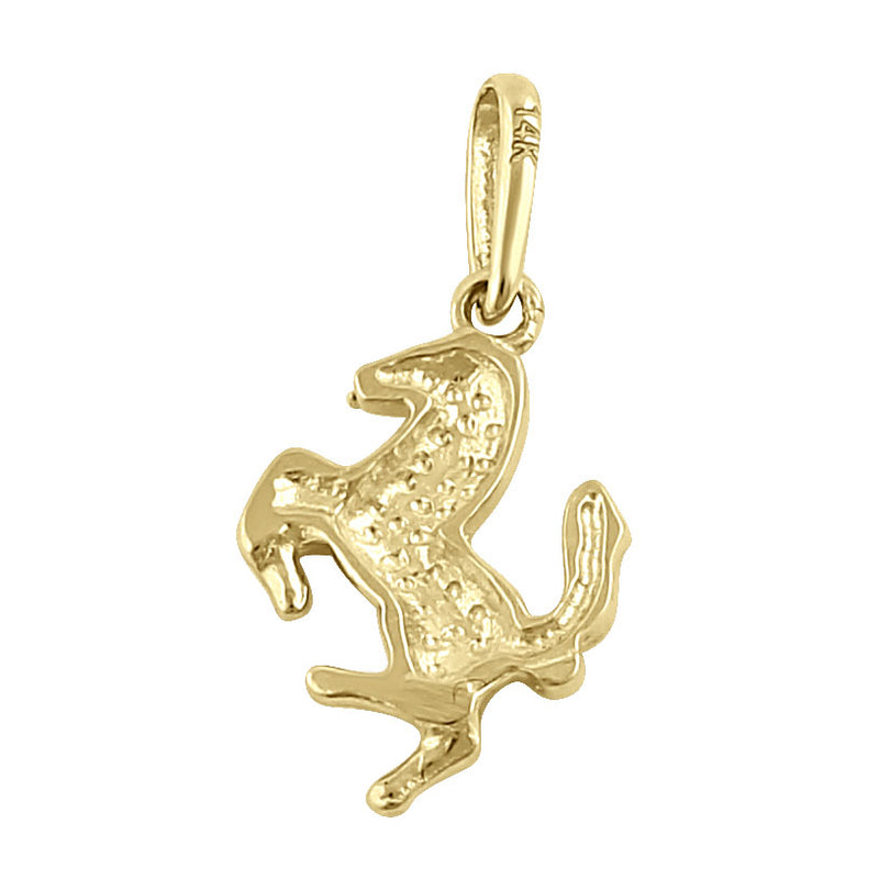 Solid 14K Yellow Gold Racing Horse Pendant