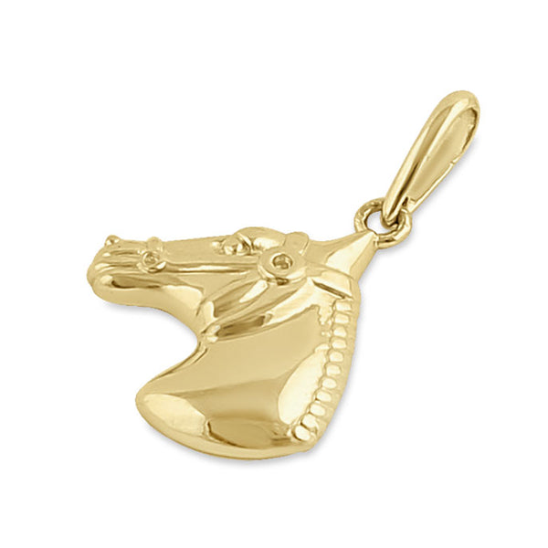 Solid 14K Yellow Gold Horse Head Pendant