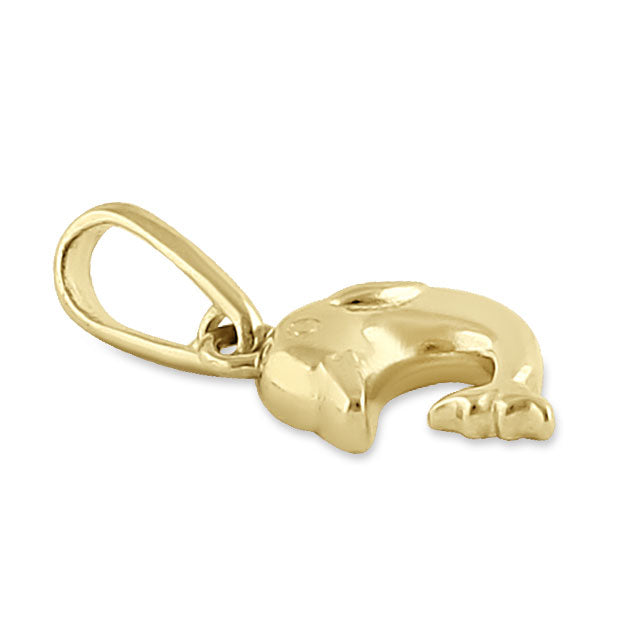 Solid 14K Yellow Gold Dolphin Pendant