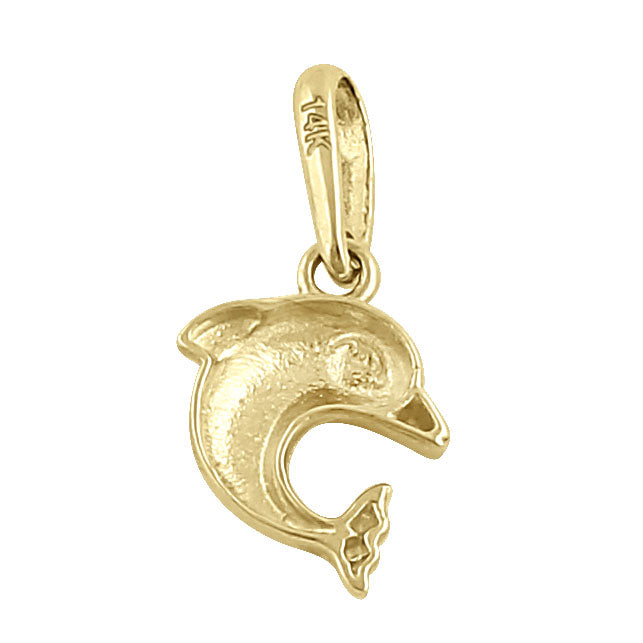 Solid 14K Yellow Gold Dolphin Pendant