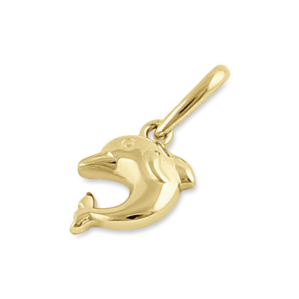 Solid 14K Yellow Gold Dolphin Pendant