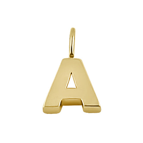 Solid 14K Gold A Initial Pendant