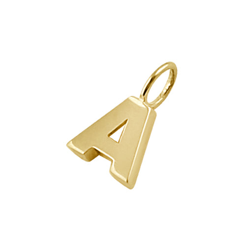 Solid 14K Gold A Initial Pendant