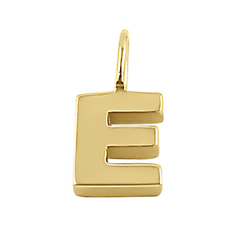 Solid 14K Gold E Initial Pendant
